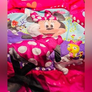 Vintage Disney Minnie Mouse Toddler Reversible Comforter Blanket 42”/57”